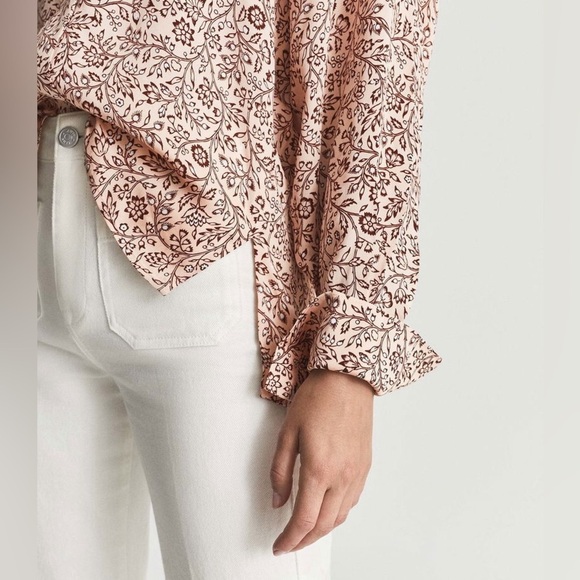 REISS Light Pink Ema Paisley Printed Shirt Button Front Blouse Size 6 or Small - Picture 8 of 15